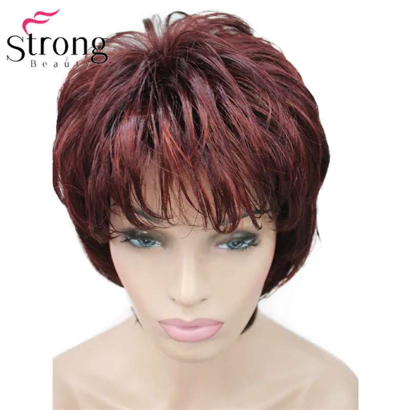 StrongBeauty короткий Мягкий Лохматый слоистый Серебряный микс Классический колпачок полный синтетический парик для женщин парики Светлые цвета на выбор