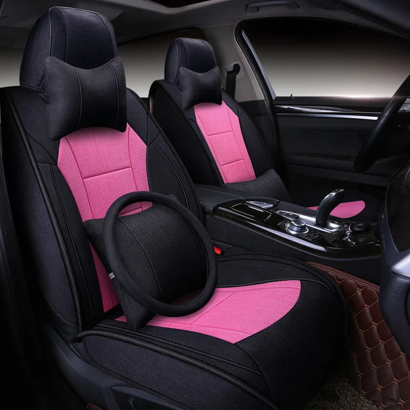 Льняные автомобильные чехлы для toyota rav4 corolla verso wish land cruiser 200 Prado avensis fortuner