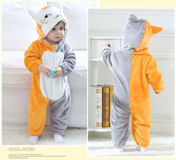 Baby Cartoon Rompers Newborn Hooded Toddler Clothing Boys Girls Minions Animal Jumpsuit Playsuit Costume Flannel Baby Rompers