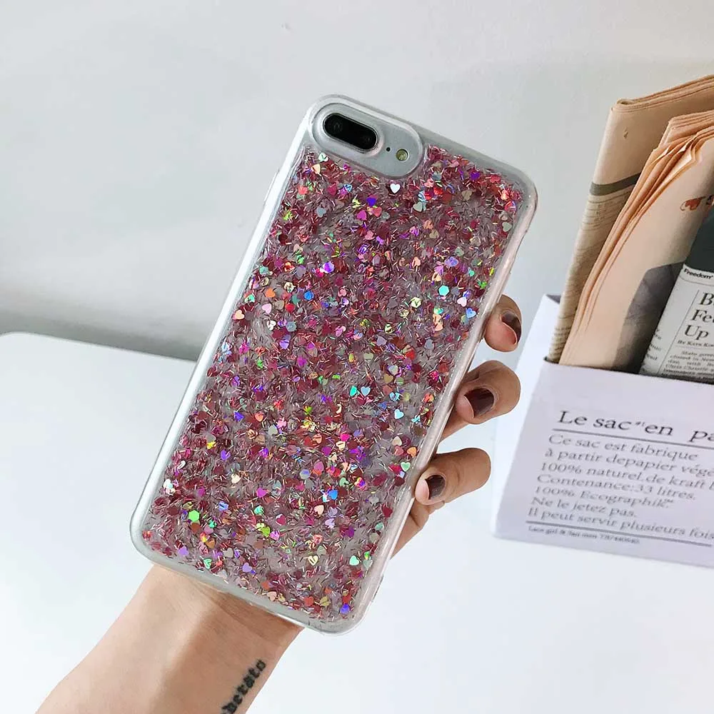 KUKE Heart-shaped vertical bar glitter phone case For iPhone X 8 7 6S 6 Plus Cute Case Fashion Capa Soft TPU Back Cover Cases |