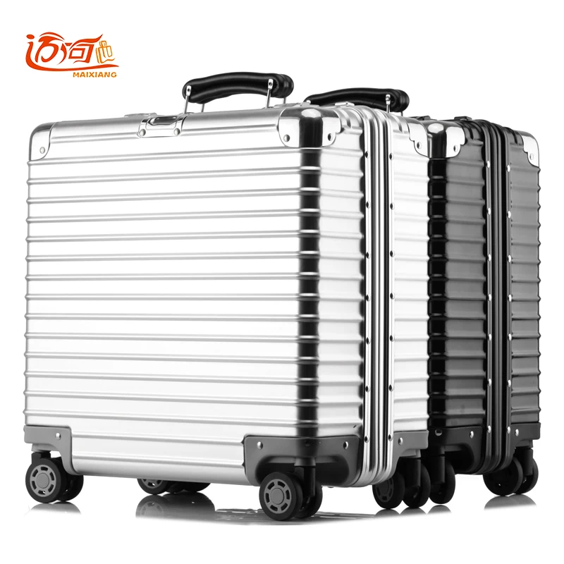 100% metal aluminum magnesium alloy maleta valise cabine busy board vintage suitcase luggage 16inch 18 inch retro spinner travel | Багаж и