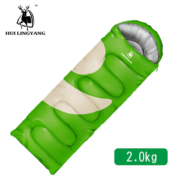 2kg Green Открытый Одноместный спальный мешок для взрослых конверт полый хлопок портативный спальный мешок для кемпинга Пешие прогулки - Цвет: 2kg Green