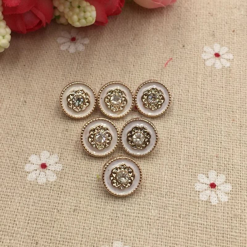 Новинка белая рубашка с розами и стразами на кнопках 11 мм 10 шт. акриловые товары