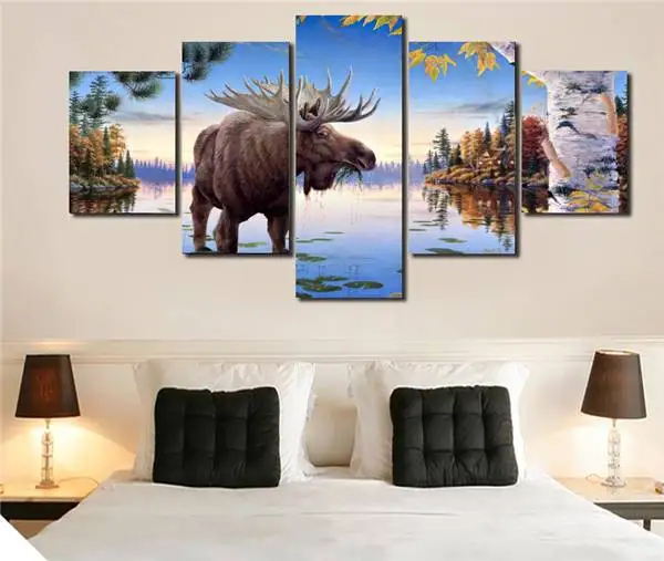 Hd печать животных лося картина холст декор комнаты плакат Бесплатная