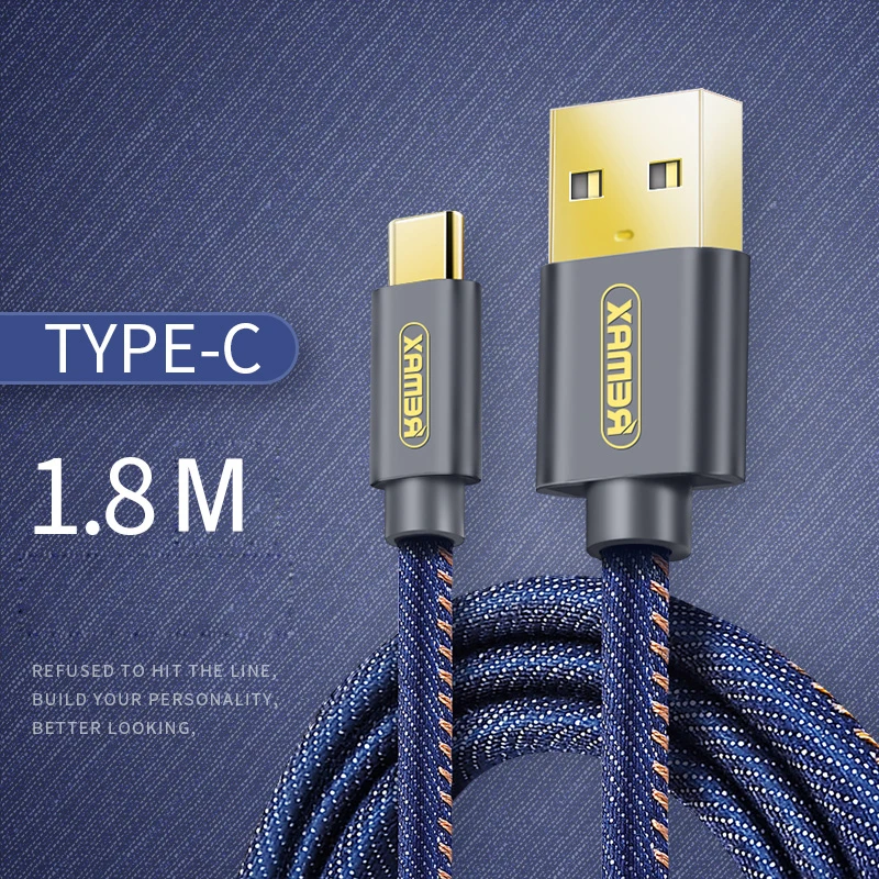 Плетеный кабель для передачи данных remax type C USB 1 2 м/1 8 м 5 В/2 А быстрой зарядки и