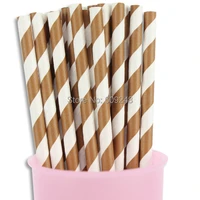 100pcs mixed colors old fashioned holiday decorative party tableware brown striped paper straws