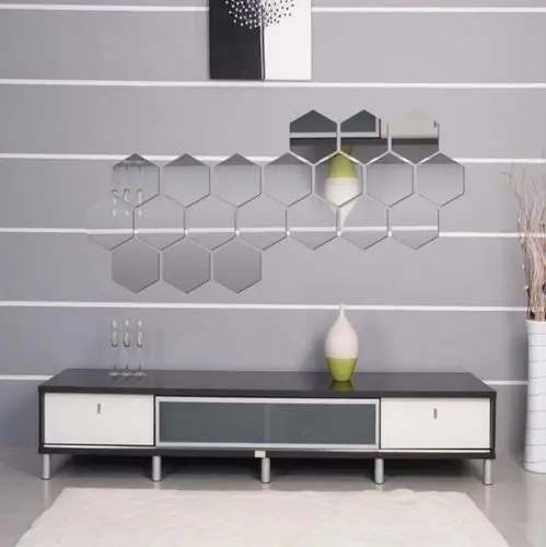 3D зеркальная Настенная Наклейка перо DIY Искусство роспись домашний декор для