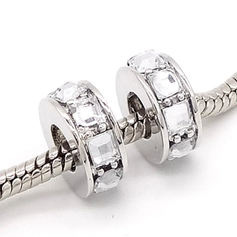TTBEADS 2 шт. серебряные CZ европейские очаровательные разделенные Бусины Подходят 925