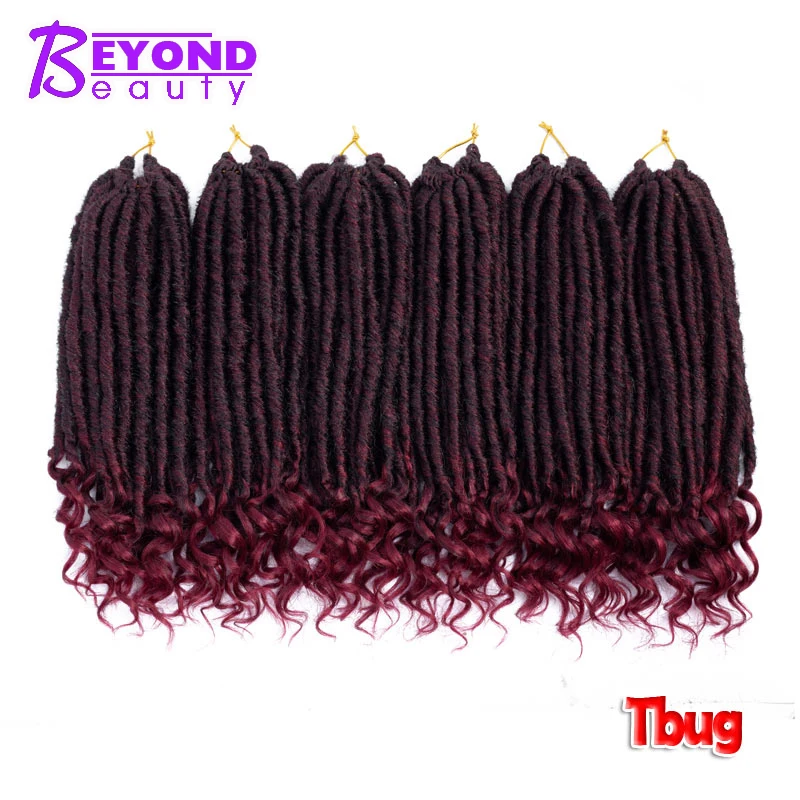 M1b/бургунди 14 дюймов богини искусственные локоны в стиле Crochet волосы синтетические ручной работы дреды волосы за гранью красоты Омбре крючком дреды волосы для наращивания - Цвет: M1b/бургунди