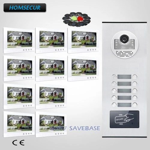 

HOMSECUR 10,1 "проводной видео и аудио умный дверной звонок с электрическим замком, поддерживается для 10 семей