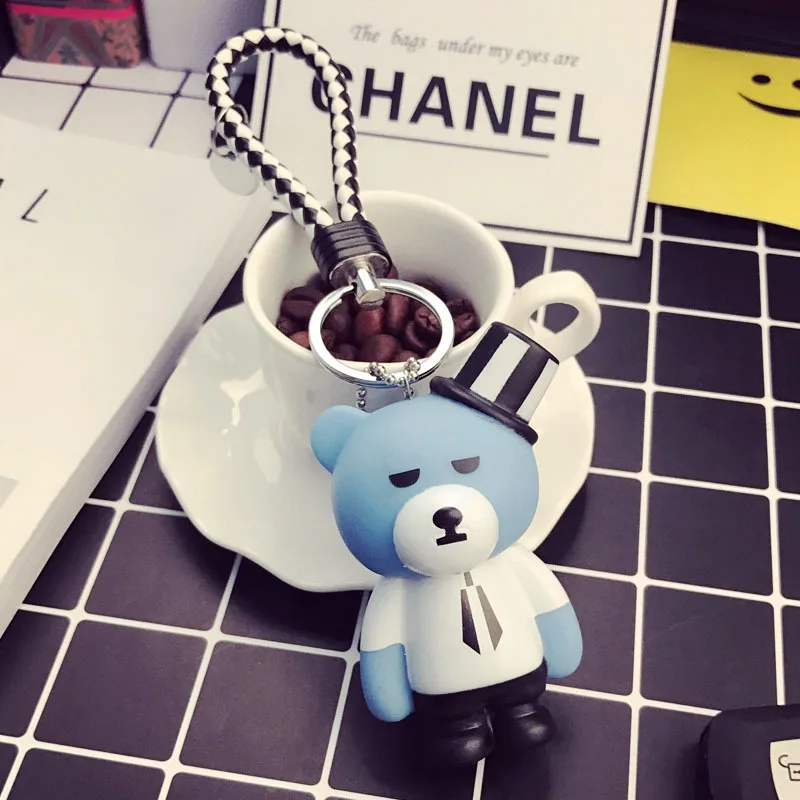Милый мультфильм TaeYang сынри медведь кукла брелок кожи веревку ключ металлический