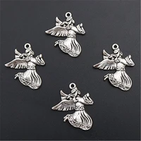 wkoud 6pcs silver color angel wings charm alloy pendant vintage necklace bracelet diy metal jewelry handmade a1411