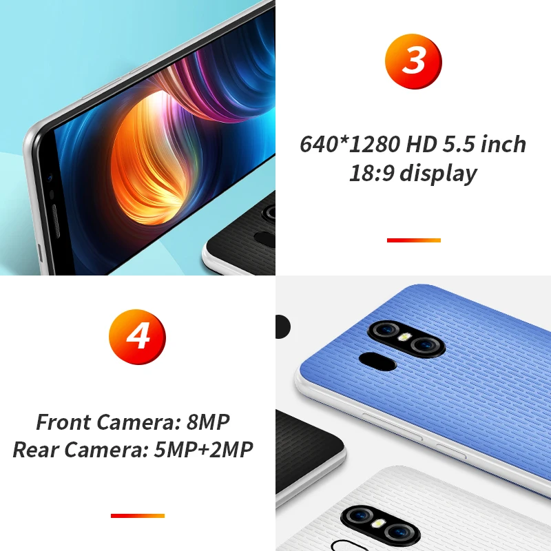 Original HOMTOM S16 5.5&quot18:9 Full Screen Android 7.0 Quad Core Smartphone 2GB+16GB Dual Back lens 3000mAh 3G Fingerprint ID | Мобильные