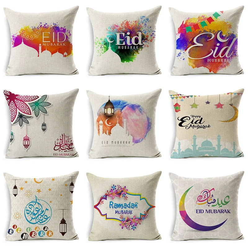 Ramadan Islamic Eid Mubarak For Home Decorations Pillow Case Decor Sofa Cotton Muslim Mosque Decorative Cushion Cover 45X45CM | Дом и сад