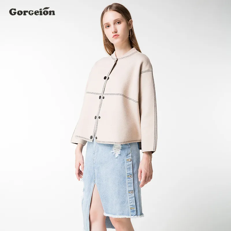 Gorgeion 2017 Spring Autumn Long Sleeve Sweater Knitted Cardigan Women Female Single Button Femme Black Brown MY-02 |