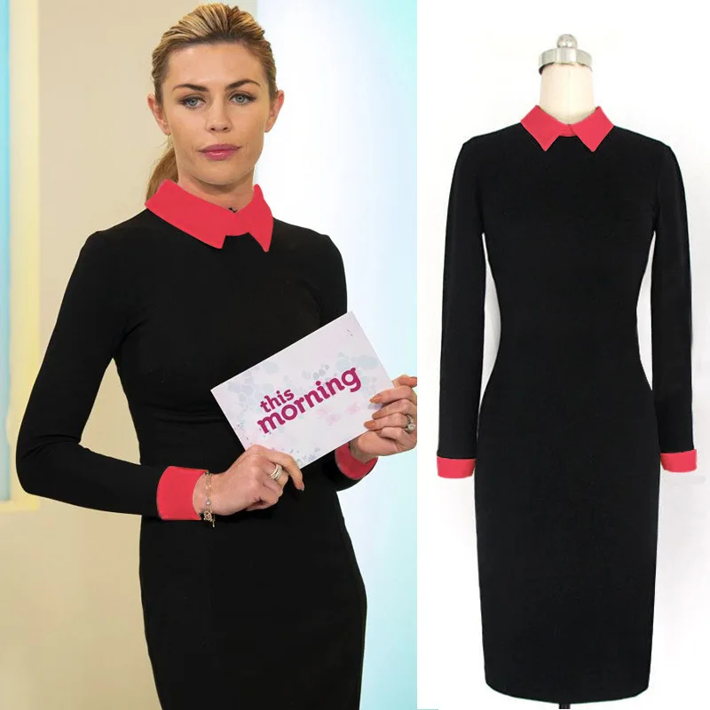Vestido, осенне-зимнее Стильное женское платье для работы, OL, цельное, полное, официальное, облегающее платье размера плюс XXL, vestido de festa