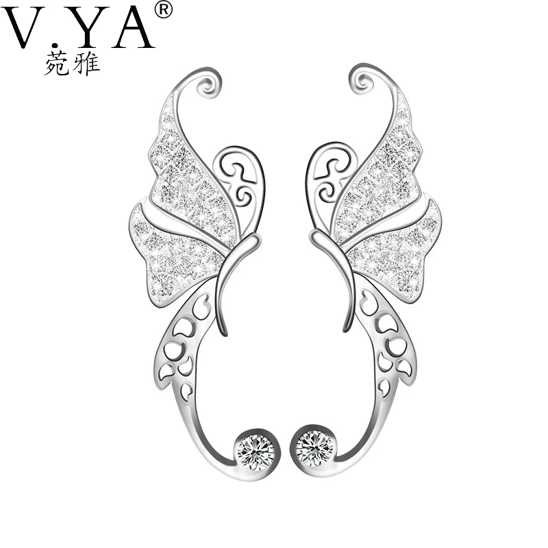 V. YA, серьги-бабочки из натурального фианита с кристаллами, 925 пробы, серебряные серьги для женщин, S925 Твердые серебряные серьги-гвоздики