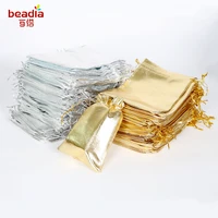 10pcs silver gold color metallic foil organza pouches christmas wedding party favour gifts candy bags 7x99x1210x1513x18cm