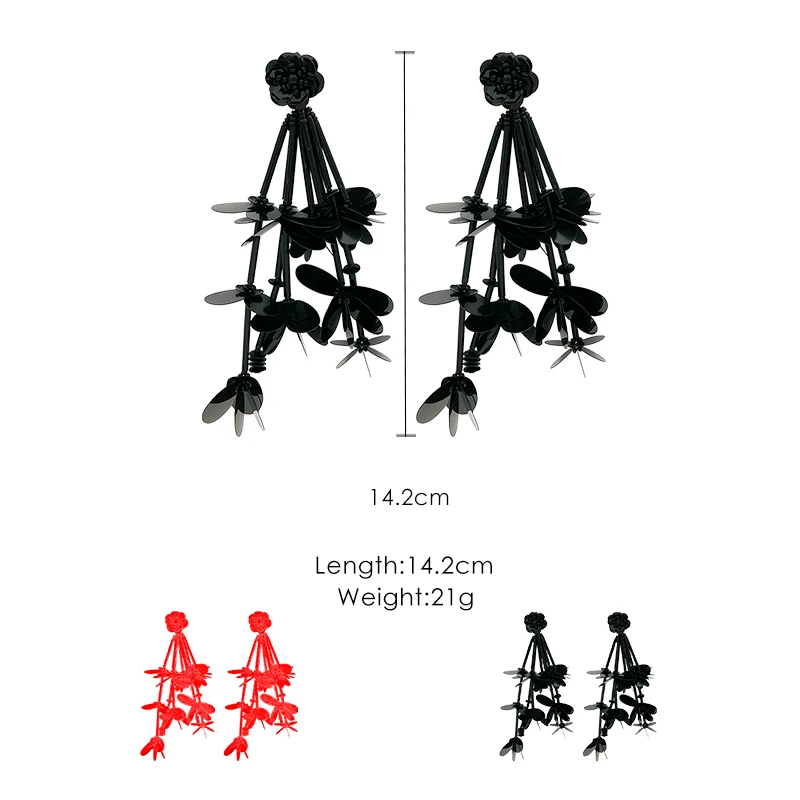 Сексуальные серьги с кисточками и блестками длинные черными цветами новые