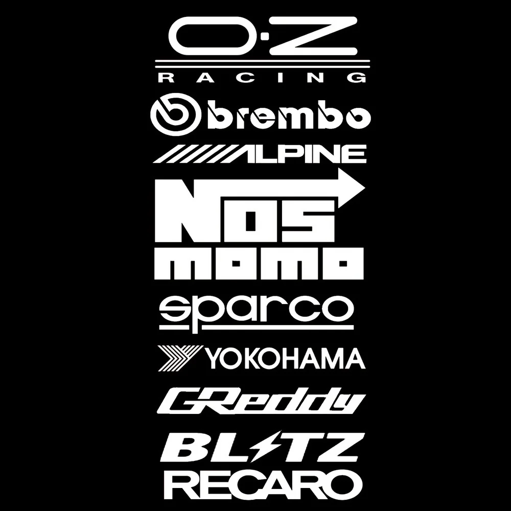 10Pcs Racing Door Decals Set Car Reflective Sticker Kit Waterproof Decoration Vinyl Sticker Each Length 20cm