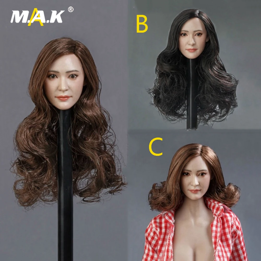 

1/6 Scale Asian Beauty Female Head Sculpt Carving GC014 A/B/C Three Models Yang Mi for 12" Action Body Model Accessories