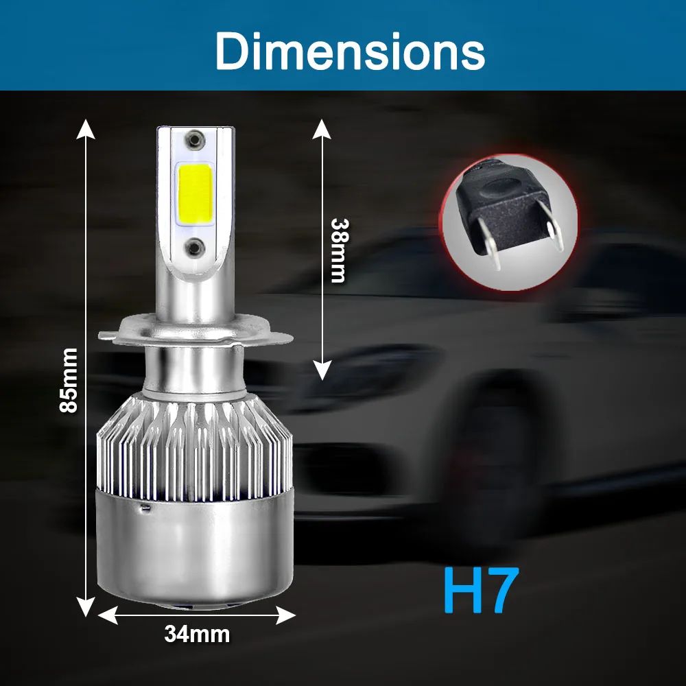2 шт. Автомобильные светодиодные лампы H4 H7 9003 HB2 H11 H1 H3 H8 H9 880 9005 9006 HB4 HB3 H13 9004