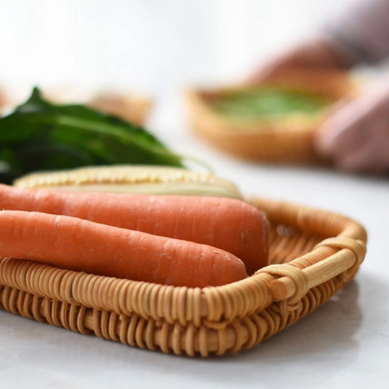 Плетеная корзина для хлеба Настольная еды фруктов поднос из ротанга и плетеная