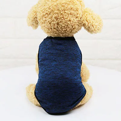 Summer Pet Clothes Casual Dog Vest T Shirt for Small Medium Dogs Comfortable Pure Color Cat Clothing Blue Gray Pink Orange Red - Цвет: Синий