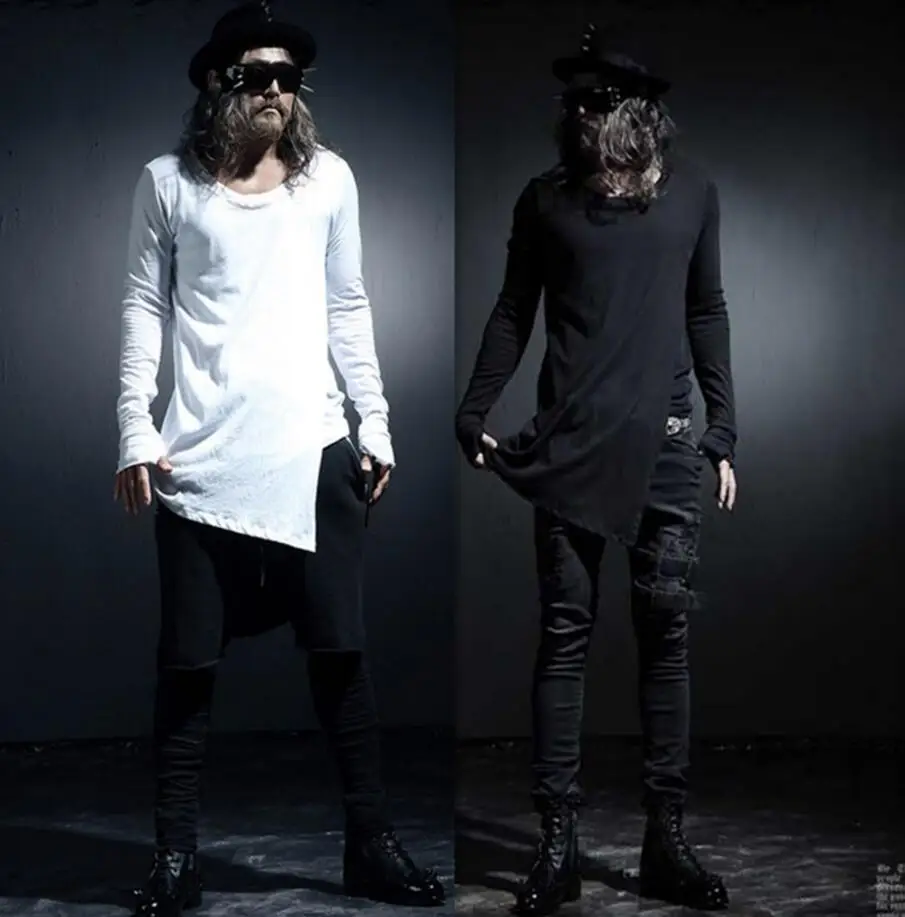 

Женская Новинка 2018, Мужская одежда, певец, DJ, модный парикмахер, индивидуальная Футболка С АСИММЕТРИЧНЫМ ПОДОЛОМ