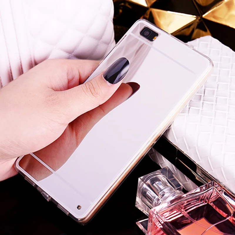 Чехол для Huawei P8 мягкий Блестящий зеркальный чехол макияжа Lite 2017 аксессуары