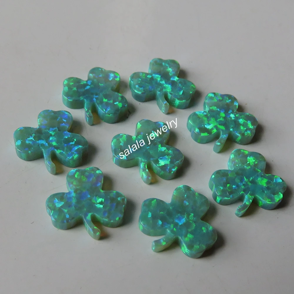 200pcs /lot OP11 Kiwi Green 3 Clover Fire Opal 12mm Lucky Shamrock Charms Three Leaf | Украшения и аксессуары