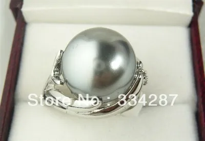 Очаровательный 14 мм белый серый черный красный желтый перламутровый 18KGP кольцо (#6