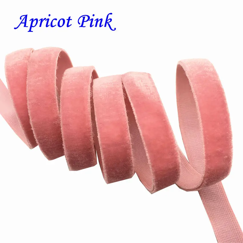 Apricot Pink 50 ярд 3/" 10 мм ширина разноцветные варианты бархатная эластичная лента велюровая тесьма тканевая повязка на голову лента для волос аксессуар белая кружевная ткань - Цвет: Apricot Pink
