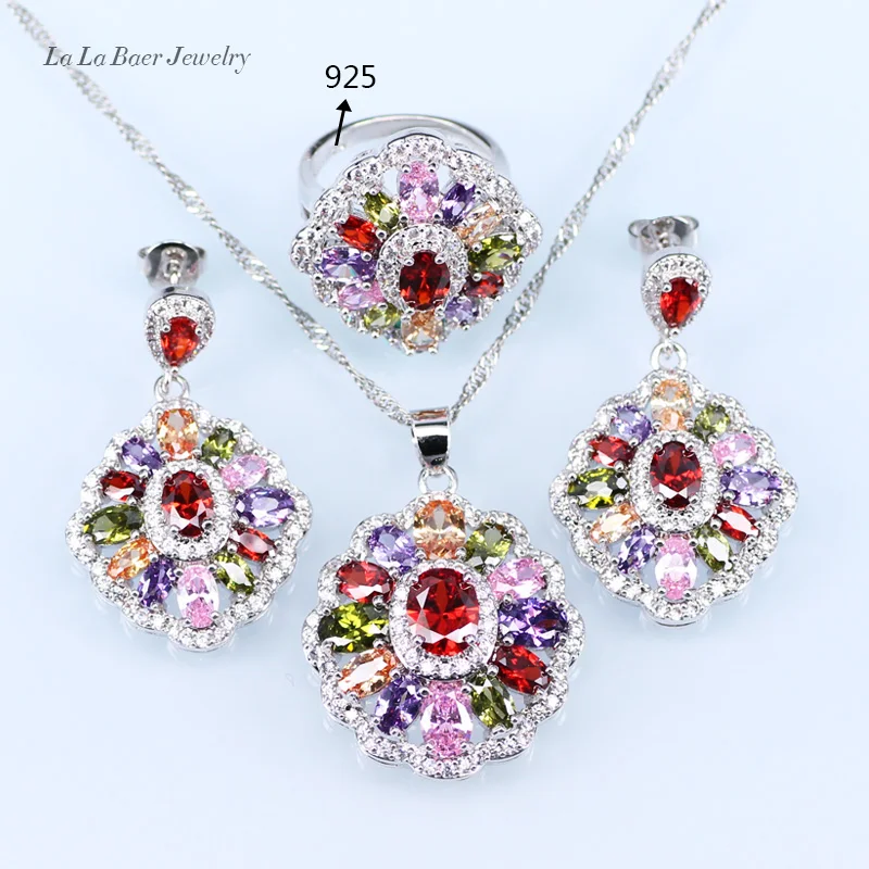 L & B многоцветные Каменные Свадебные Ювелирные наборы для женщин свадебные
