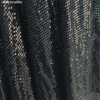 45150cm high quality black metallic metal mesh sequin fabric for curtains sexy women evening dress tablecloth swimwear cosplay