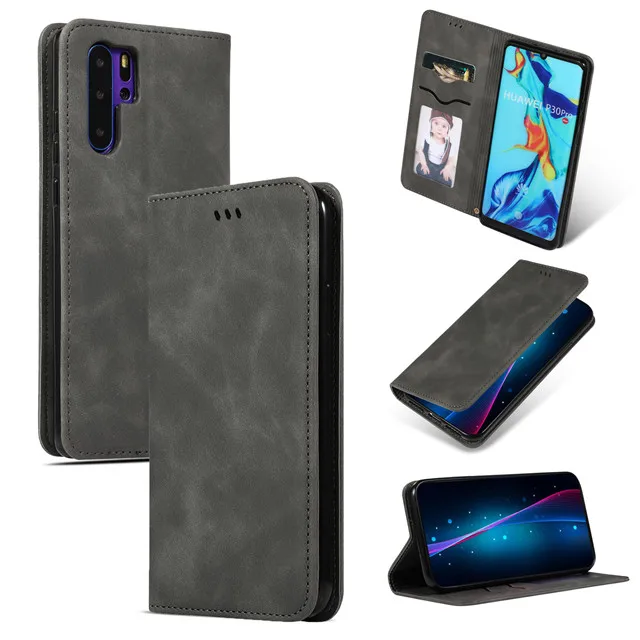Кожа P30pro Psmart Z Y9 Nova 5 5i флип-кейс для huawei P20 P30 Mate20 Pro Lite Honor 8X20 10i 20i бумажник на магните чехол - Цвет: Grey