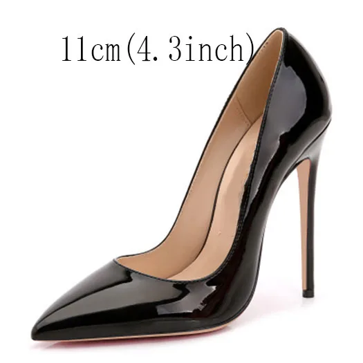 Black 11CM Персиковый экстремальный ультра высокие каблуки насосы женщина подиум супер 4 дюйм Свадебная обувь классический Scarpin Размер 33 лакированная кожа Указательный палец мода китайская новая Китай Лето - Цвет: Black 11CM