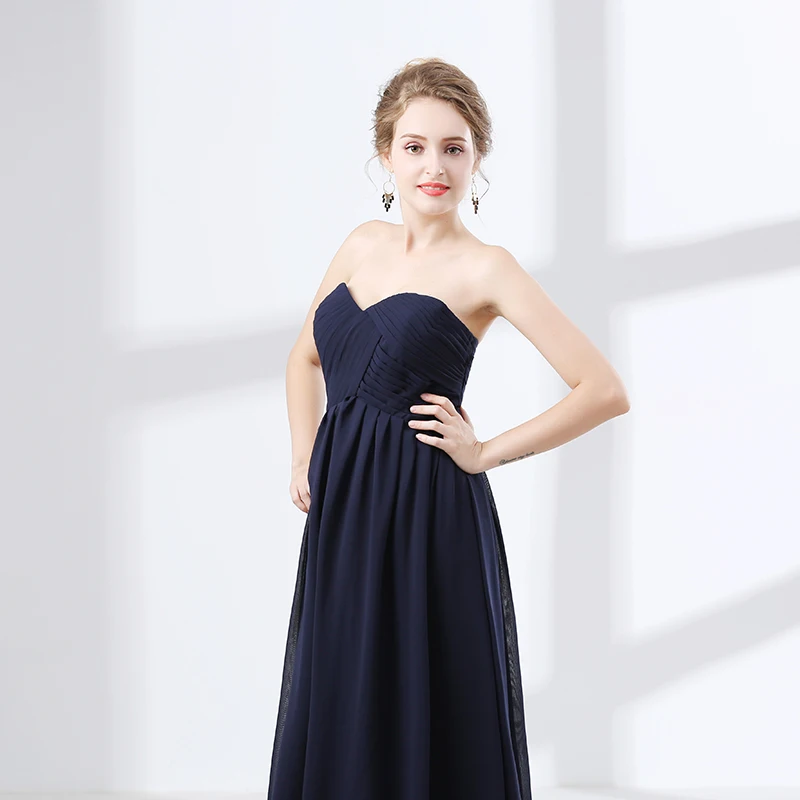 Платье для подружки невесты Forevergracedress темно-синее платье А-силуэта из шифона