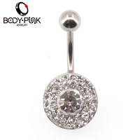 body punk shinning beads navel piercing all clear cover curve belly ombligonombril bottun ring trendy body jewelry