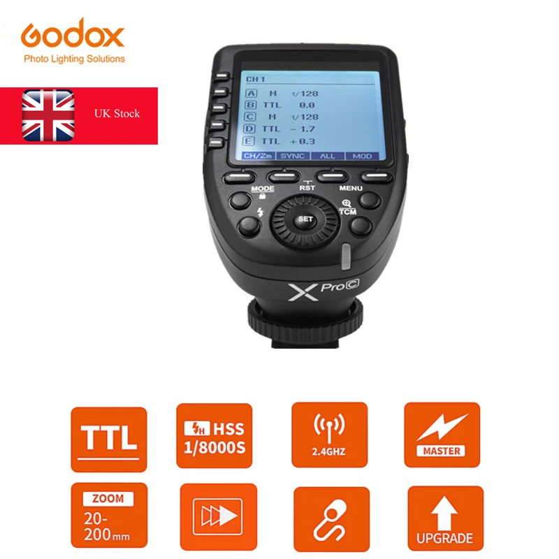 UK Stock Godox Xpro 2 4G TTL беспроводной передатчик Flash Trigger для Canon Nikon Sony Olympus Fuji Camera