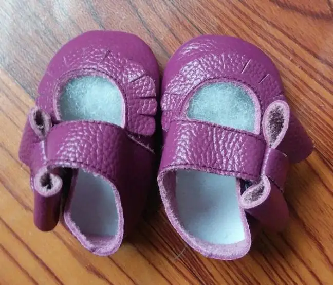 purple Hongteya горячая Распродажа 17 видов цветов Новые Натуральная кожа Младенческая малышей Мокасины Нескользящие сбоку бантом Мэри Джейн мягкой Moccs обувь - Цвет: purple