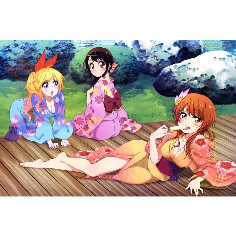 Новый постер Nisekoi для аниме девушек атласный на заказ тканевый настенный с