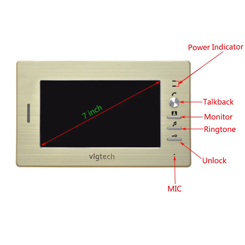 vigtech 7inch lcd home video door phone indoor unit monitor system with power adapter wired color screen support camera free global shipping