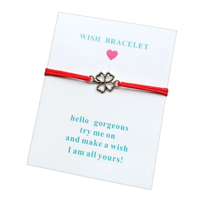 5 шт. регулируемый браслет на удачу с четырьмя листьями клевера