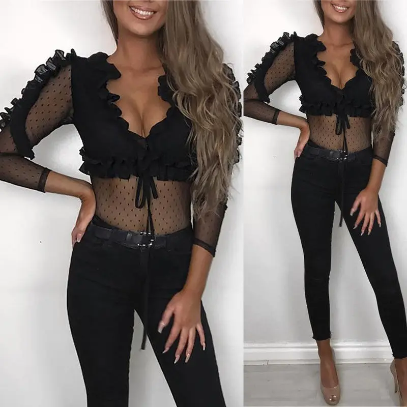 Женский топ из тюля с длинным рукавом Boho Пляжная Женская облегающая кружевная