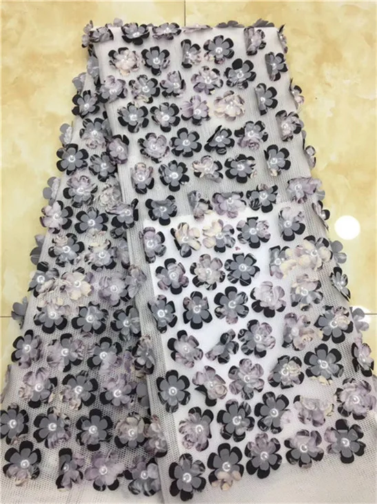 Белая кружевная ткань для свадебного украшения 2019 года высокого качества африканская французская с бисером 3D нигерийские ткани.