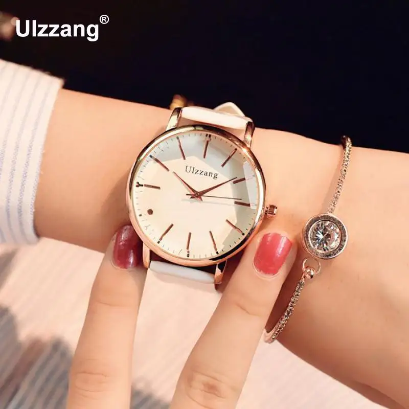 Простые Стильные женские модные кварцевые наручные часы черные белые коричневые