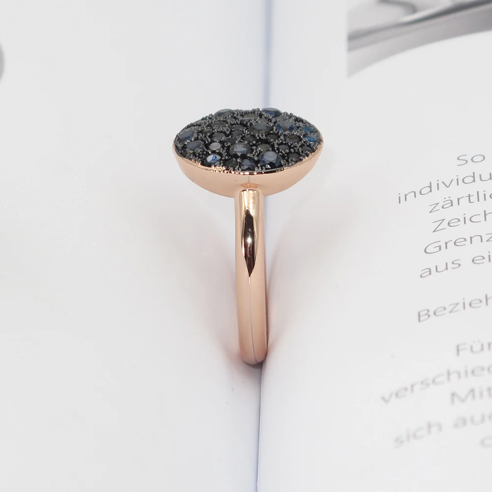 Лучший новейший дизайн уникальное черное циркониевое круглое кольцо для друга