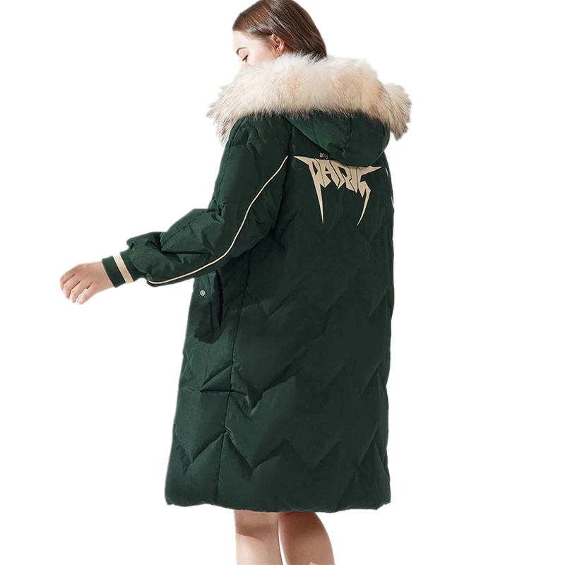 2018 New Winter Large Size Slim Warm Thicken Hooded Fur Collar Long Women Down Jacket Fashion Trendy Solid 90% Coat LC438 | Женская