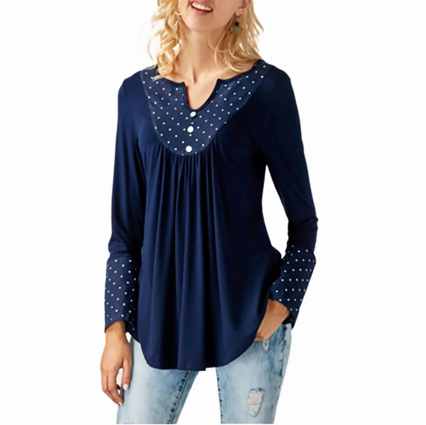 Женская блузка в горошек Flying ROC Повседневная Блузка с длинным рукавом Корейском